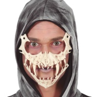 Maschera da teschio animale con zanne a mezza faccia