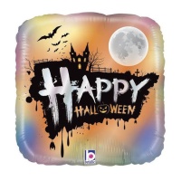 Palloncino quadrato Happy Halloween da 32 x 32 cm - Grabo