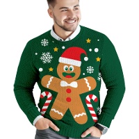 Maglione Natalizio Uomo con Motivo Biscotto di Pan di Zenzero