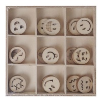Emoticons in legno fustellate - Artis decor - 45 pezzi