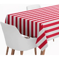 Tovaglia di carta di 1,80 x 1,20 m a righe rosse e bianche
