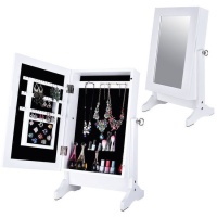 Armadio portagioie con specchio bianco di 59,5 cm