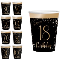 Bicchieri Elegant Gold da 250 ml con numeri - 8 pezzi