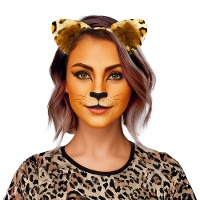 Cerchietto con orecchie da leopardo in pelo