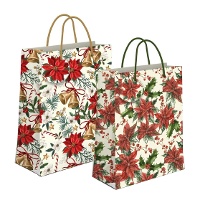 Borsa regalo di 45 x 33 x 10 cm con fiore di Natale - 1 unità