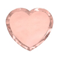 Piatti a forma di cuore da 21 cm rosa oro - 6 unità