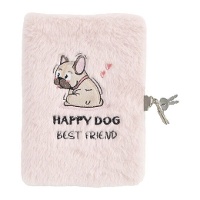 Diario da cane con lucchetto in peluche rosa 13 x 19 cm - 1 unità