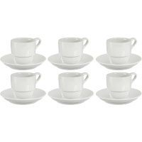 Tazza da 200 ml di caffè in porcellana bianca con piattino - 6 servizi