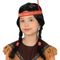 Parrucca da indiana con trecce per bambini