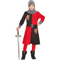 Costume da re medievale rosso e nero per bambini