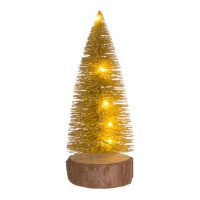 Albero di Natale con base in legno e luci da 20 cm