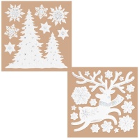 Decorazioni natalizie adesive per finestre bianche 18 x 23 cm - 1 foglio
