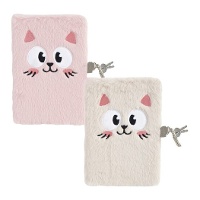 Diario di gatto con lucchetto in peluche 13,5 x 16 cm - 1 unità