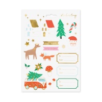 Etichette adesive Winter Forest Christmas - 1 foglio