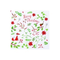 Tovaglioli Merry Christmas con vischio da 16,5 x 16,5 cm - 20 unità