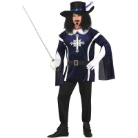 Costume in maschera da moschettiere blu per uomo