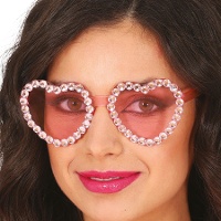 Occhiali a cuore rosa con brillantini