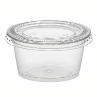 Contenitore per salse da 75 ml in plastica trasparente con coperchio - 100 unità
