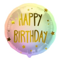 Palloncino multicolore pastello Happy Birthday 45 cm - Folat