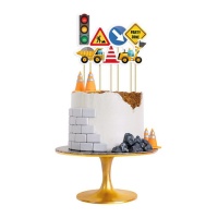 Topper per torta a tema costruzione - 7 pezzi