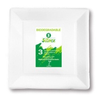 Piatti quadrati da 26 cm in cartone biodegradabile bianco - 3 pz.