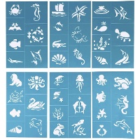 Stencil per trucco a tema vita marina - 6 pezzi