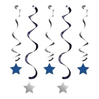 Ciondoli blu con stelle del primo anno - 5 unità