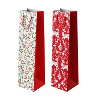 Borsa regalo portabottiglia Natural Christmas assortita da 35 x 10 x 8 cm - 1 unità