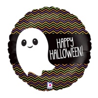 Palloncino rotondo Fantasma Happy Halloween 35 x 35 cm - Grabo