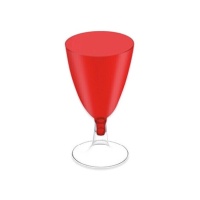Bicchiere rosso con piede trasparente 170 ml - 3 unità