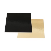 Sottotorta quadrata oro e nero da 36 x 36 x 0,3 cm - Decora