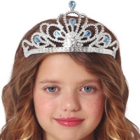 Cerchietto con corona da principessa con pietre blu per bambini