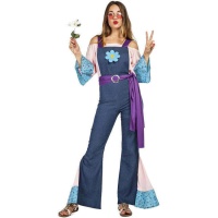 Costume Hippie con tuta blu da donna