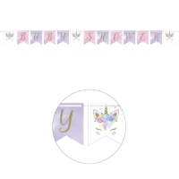 Festone bandierine Unicorno Baby Shower - 2,14 m