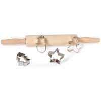 Mattarello in legno con taglierine natalizie