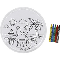Frisbee in tessuto da 20 cm da colorare con pastelli a cera