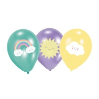 Palloncini in lattice con Nuvole e Arcobaleni di 27,5 cm - Amscan - 6 pezzi