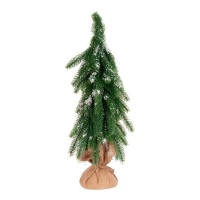 Albero di Natale effetto neve con sacco di iuta 48 cm