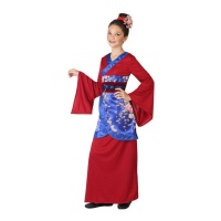 Costume geisha rosso e blu da bambina