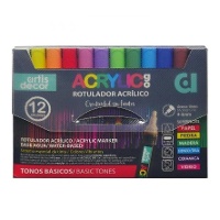 Pennarelli acrilici Acrylic Go da 4-5 mm - colori base - Artis Decor - 12 pezzi