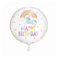 Palloncino Happy Birthday unicorno arcobaleno da 45,7 cm - Unique