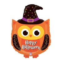 Palloncino gufo Happy Halloween da 49 x 64 cm - Grabo