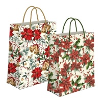 Borsa regalo di 23 x 18 x 10 cm con fiore di Natale - 1 unità