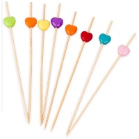 Spiedini di 12 cm con cuoricini colorati - 20 pezzi