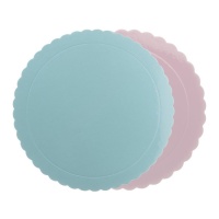 Base per torta rotonda 25 x 25 x 0,3 cm blu e rosa - Dekora