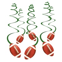 Ciondoli decorativi a forma di palla da rugby - 6 pezzi.