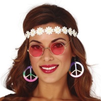 Completo hippie con fascia, orecchini e occhiali