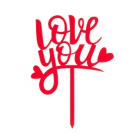 Topper per torta acrilico LOVE YOU - Dekora