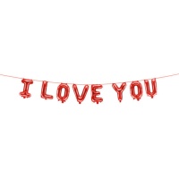 Lettere a palloncino rosse I Love You 260x40 cm - Partydeco