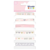 Nastro in cotone stampato da 1 cm Baby Girl - Artemio - 6 pz.